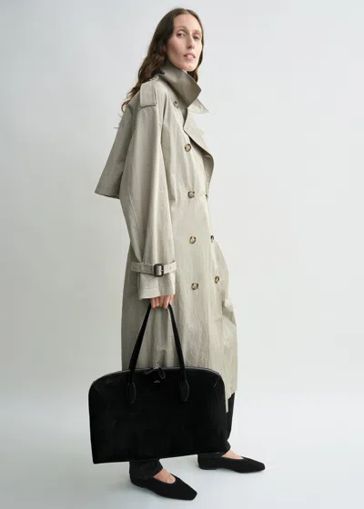 Totême Clay Crisp Cotton Blend Double-breasted Trench Coat In Neutral