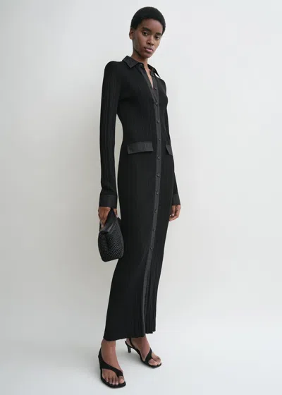 Totême Knitted Shirt Maxi Dress In Black