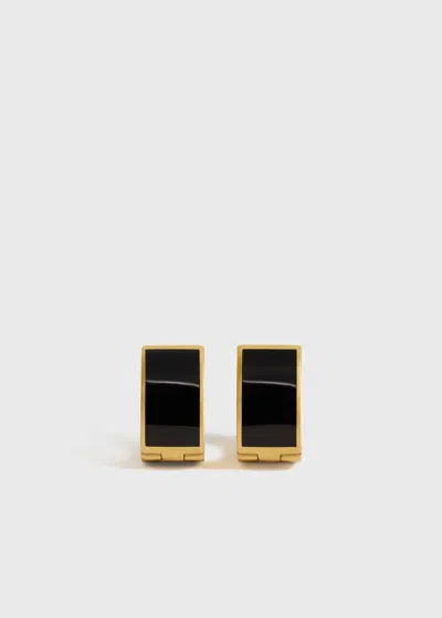 Totême Signature Jet Inlay Hoop Earrings In 18k Gold Plated In Black,gold