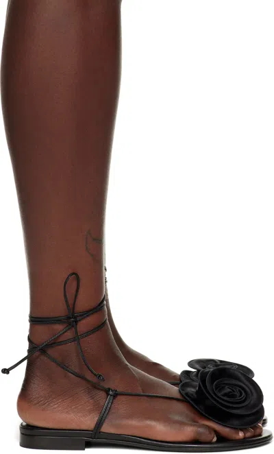 Magda Butrym Floral Embellished Flat Sandals In Black