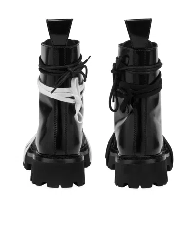 Moschino Glossy Leather Lace-up Boot With Sole In Black