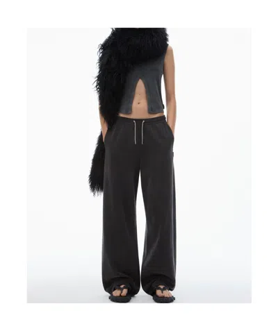 Alexander Wang Black Cotton Terry Sweatpant With Crystal Hotfix Drawcord
