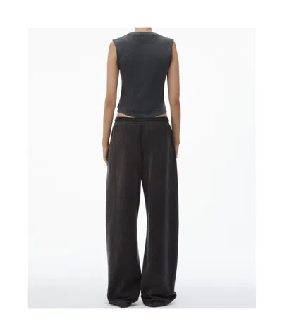 Alexander Wang Black Cotton Terry Sweatpant With Crystal Hotfix Drawcord
