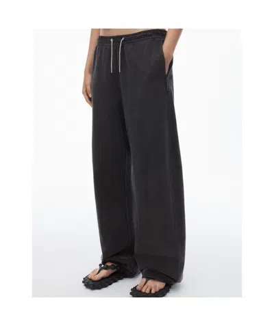 Alexander Wang Black Cotton Terry Sweatpant With Crystal Hotfix Drawcord