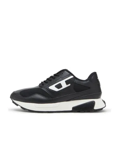 Diesel Mesh-panel Sneakers With Contrast Midsole In Black