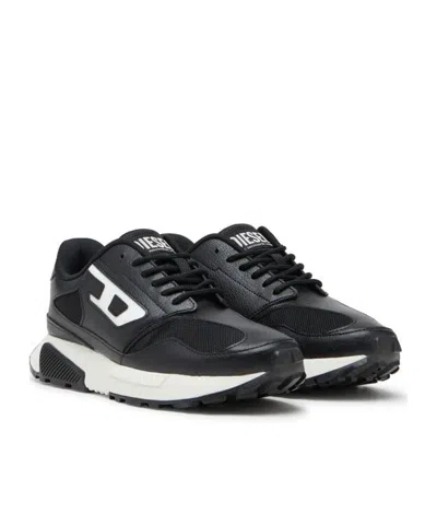 Diesel Mesh-panel Sneakers With Contrast Midsole In Black