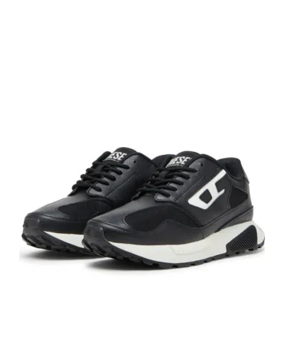 Diesel Mesh-panel Sneakers With Contrast Midsole In Black