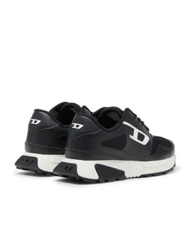 Diesel Mesh-panel Sneakers With Contrast Midsole In Black
