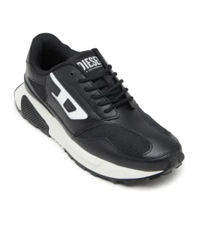 Diesel Mesh-panel Sneakers With Contrast Midsole In Black