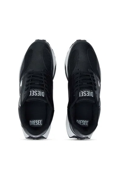Diesel Mesh-panel Sneakers With Contrast Midsole In Black