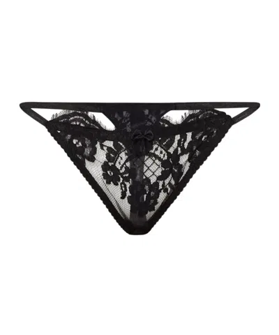 Dsquared2 Lace Thong Featuring Bow Accent In Black