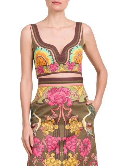 La Doublej Baia Floral Printed Cropped Top In Multi