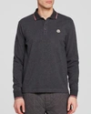 Moncler Long-sleeved Cotton Polo Shirt In Grey