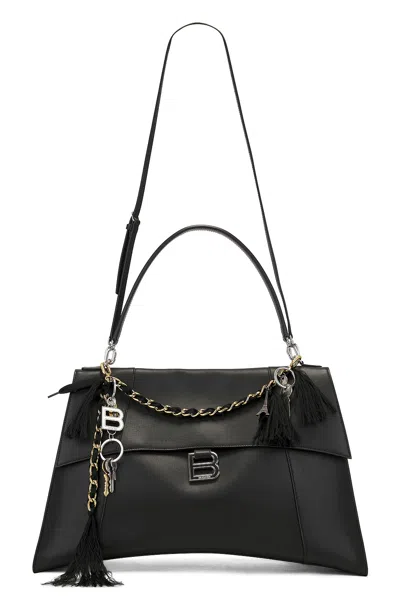 Balenciaga Hourglass Large Soft Top Handle Bag In Black