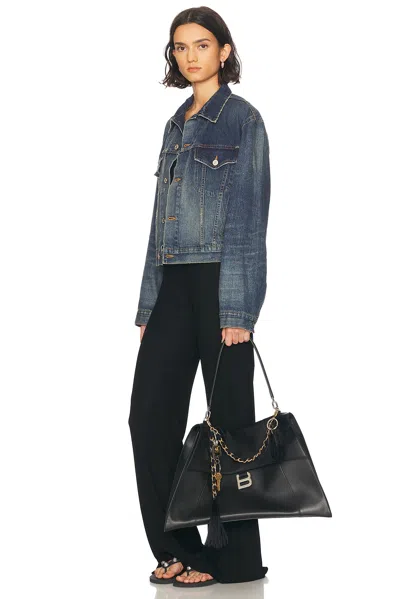 Balenciaga Hourglass Large Soft Top Handle Bag In Black