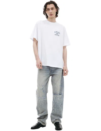 Amiri Global Records-print Cotton T-shirt In White