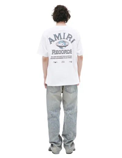 Amiri Global Records-print Cotton T-shirt In White