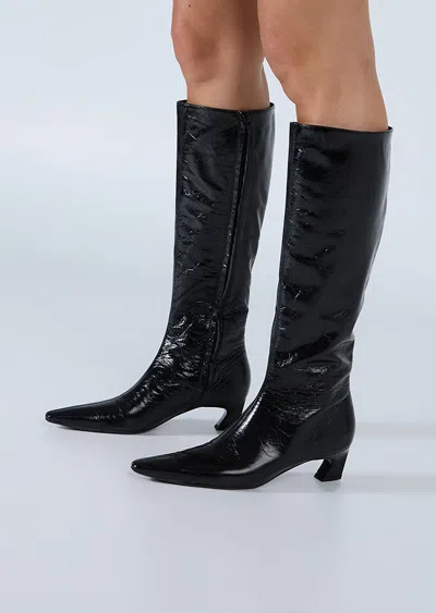Tony Bianco Mango Black Crinkle In Black Crinkle