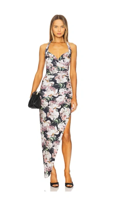 Norma Kamali Cayla Side Draped Gown In Peony