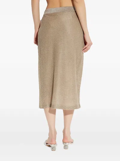 Tory Burch Lurex Mesh Midi Skirt In Neutrals