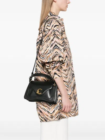 Coccinelle Black Handbag With Detachable Top Handle  In Black