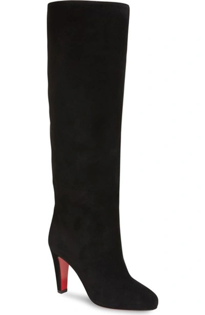Christian Louboutin Babefifa Suede 85mm Red Sole Knee Boot, Black