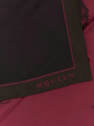 Alexander Mcqueen Twill Foulard Abstract Pattern In Red