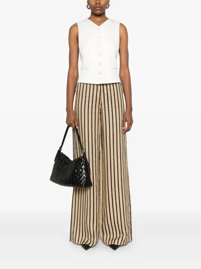 Max Mara Tailored Vest With V-neck And Tie Back In White