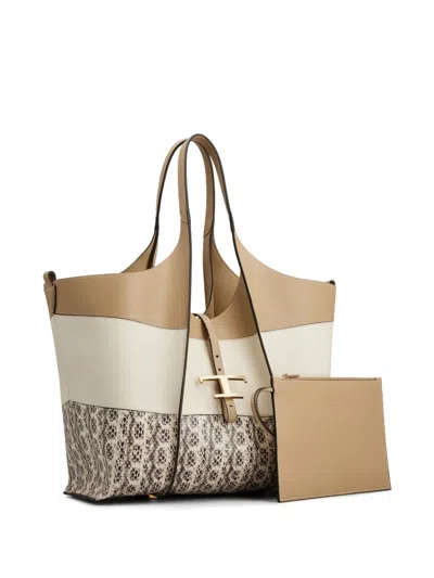 Tod's Small T-timeless Tote Bag In Neutrals
