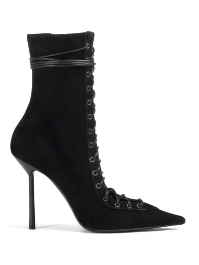 Le Silla Colette Lace-up Leather Ankle Boot In Black