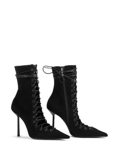 Le Silla Colette Lace-up Leather Ankle Boot In Black