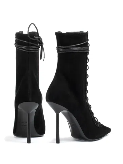 Le Silla Colette Lace-up Leather Ankle Boot In Black