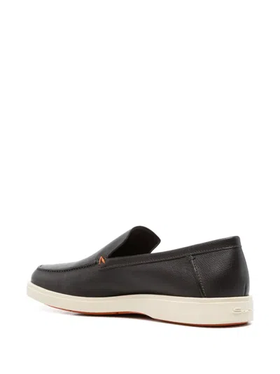 Santoni Grey Suede Botanist Loafers In Brown