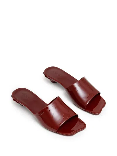 Chloé Burgundy Flower Sandals In 619 Obscure Red