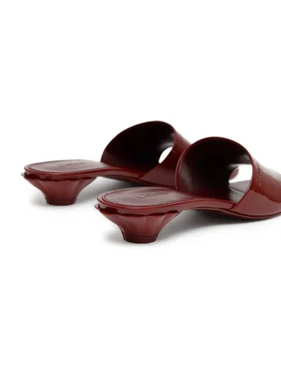 Chloé Burgundy Flower Sandals In 619 Obscure Red