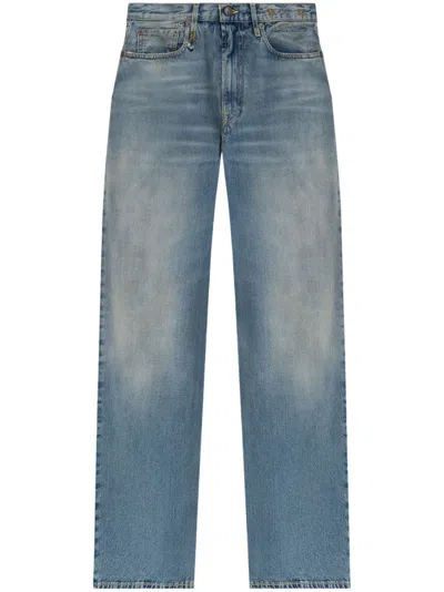 仿旧阔腿牛仔裤