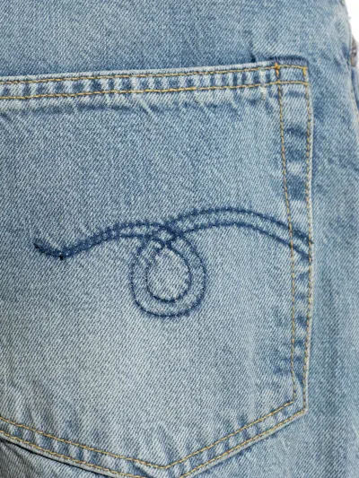 仿旧阔腿牛仔裤