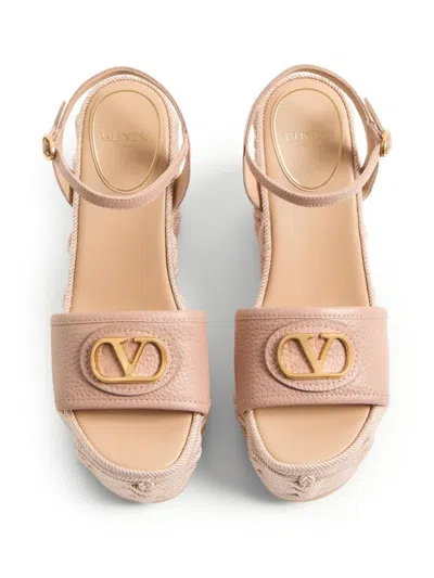 Valentino Garavani Wedge Espadrillas Vlogo Signature T. 45 In Pink