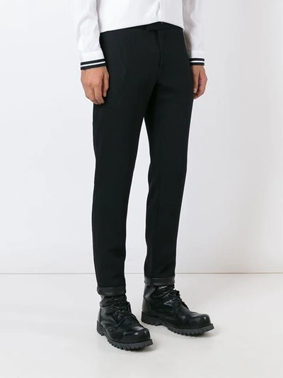 Shop Les Hommes Side Zip Tapered Trousers In Black