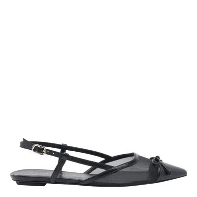 Stuart Weitzman Mid Heel Ballerina Shoes With Pointed Toe In Black