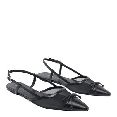 Stuart Weitzman Mid Heel Ballerina Shoes With Pointed Toe In Black