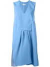 Carven Asymmetric V-neck Dress In Blue