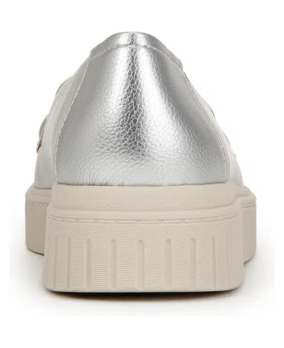Lifestride Women's Geneva Closed Round Toe Platform Penny Loafers In Silver Faux Leather