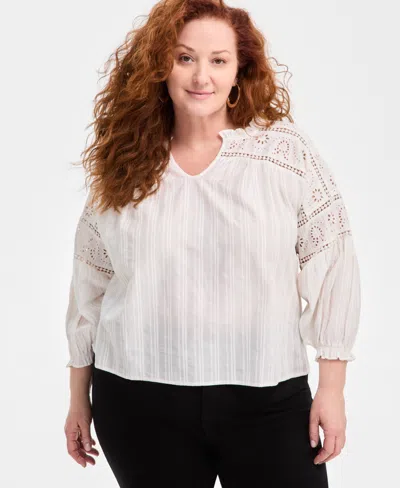 Style & Co Plus Size Split-neck Top, Exclusively At Macy's In Shiitake