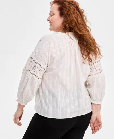 Style & Co Plus Size Split-neck Top, Exclusively At Macy's In Shiitake