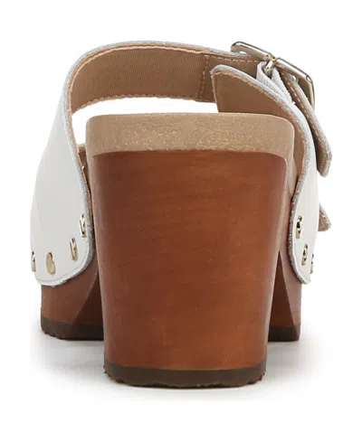 Dr. Scholl's Original Vibe Wood-bottom Sandals In White Leather
