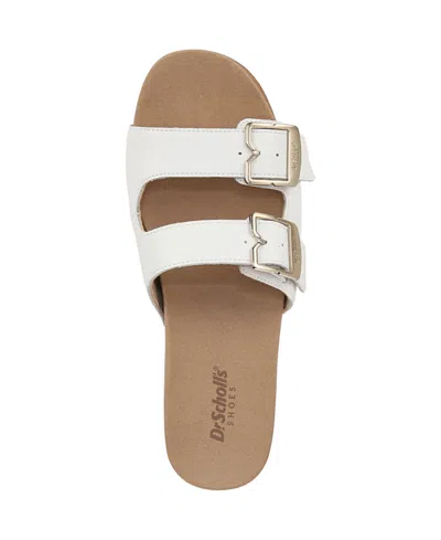 Dr. Scholl's Original Vibe Wood-bottom Sandals In White Leather