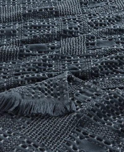 Oake Mixed Waffle Throw, 50" X 60", Exclusively At Macy's In Blue Combo