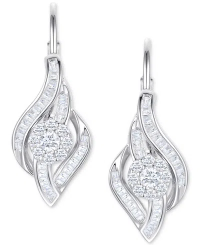 Macy's Diamond Leverback Drop Earrings (1/2 Ct. T.w.) In 10k White Gold In White Gold