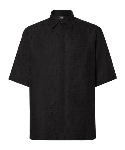 Fendi Ff Jacquard Shirt In Black